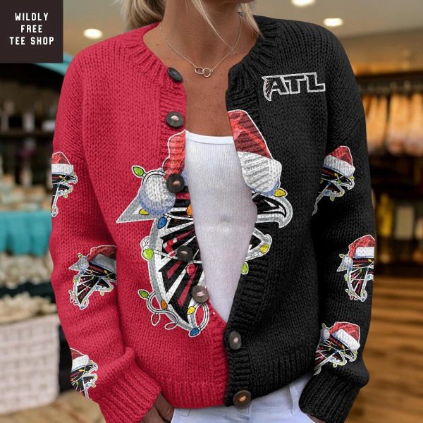 Atlanta Falcons Santa Hat Christmas Cardigan Jacket