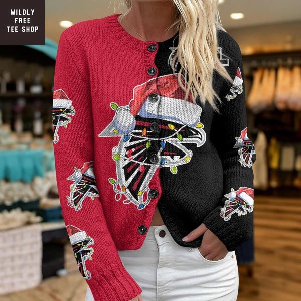 Atlanta Falcons Santa Hat Christmas Cardigan Jacket
