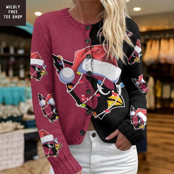 BArizona Cardinals Santa Hat Christmas Cardigan Jacket