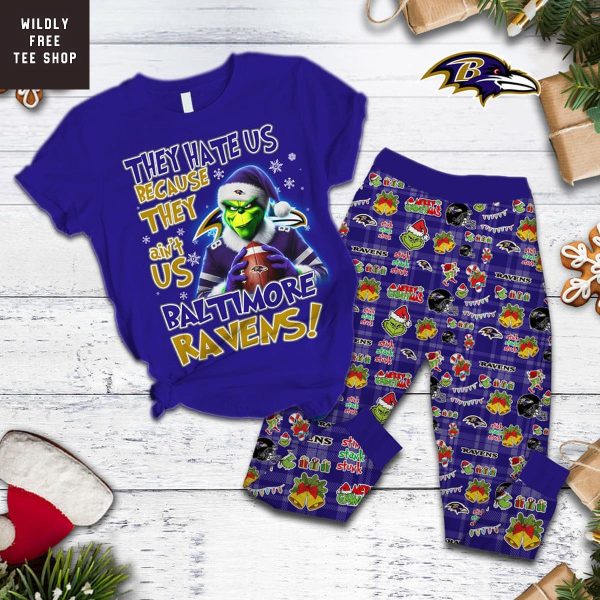 Baltimore Ravens They Hate Us Because They Ain’t Us Grinch Pajamas Set