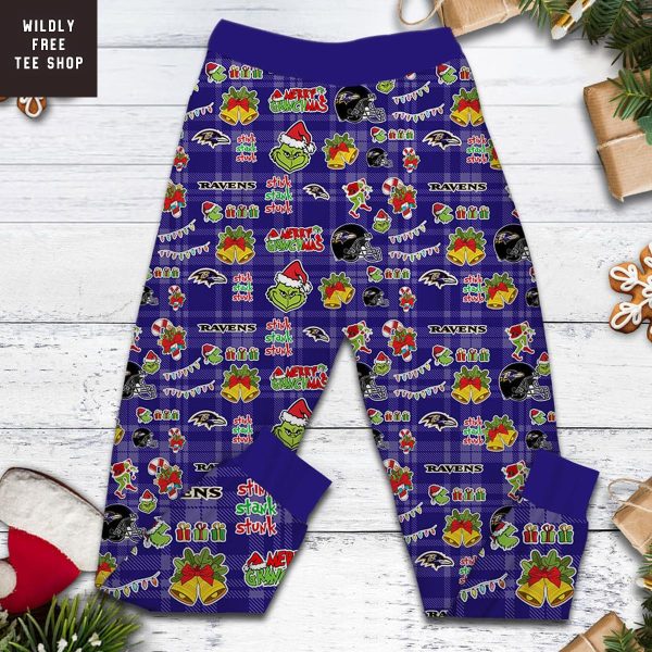 Baltimore Ravens They Hate Us Because They Ain't Us Grinch Pajamas Set