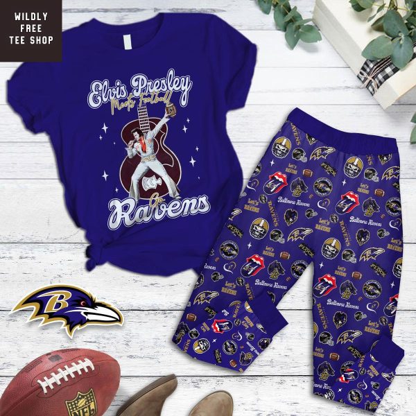 Baltimore Ravens x Elvis Presley Pajamas Set