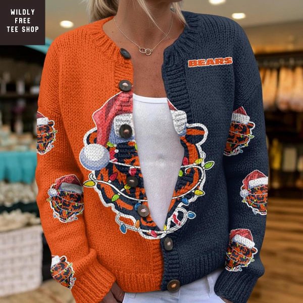 Chicago Bears Santa Hat Christmas Cardigan Jacket