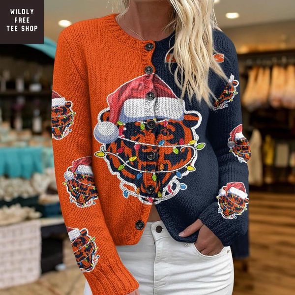 Chicago Bears Santa Hat Christmas Cardigan Jacket