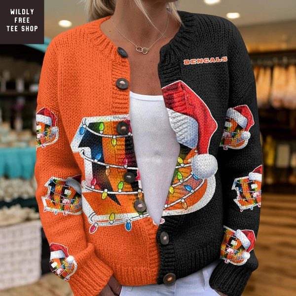 Cincinnati Bengals Santa Hat Christmas Cardigan Jacket