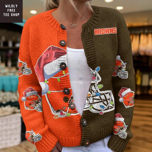 Cleveland Browns Santa Hat Christmas Cardigan Jacket