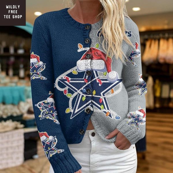 Dallas Cowboys Santa Hat Christmas Cardigan Jacket