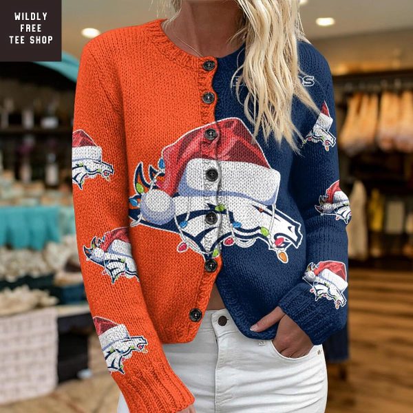 Denver Broncos Santa Hat Christmas Cardigan Jacket