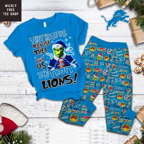 Detroit Lions They Hate Us Because They Ain't Us Grinch Pajamas Set
