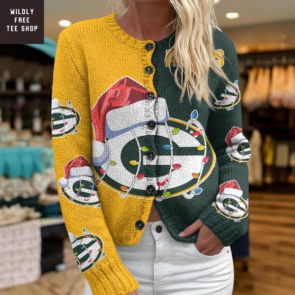 Green Bay Packers Santa Hat Christmas Cardigan Jacket