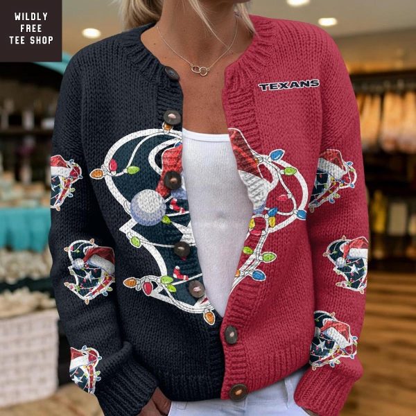 Houston Texans Santa Hat Christmas Cardigan Jacket
