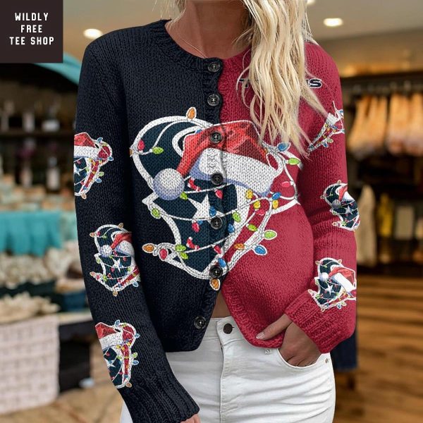 Houston Texans Santa Hat Christmas Cardigan Jacket