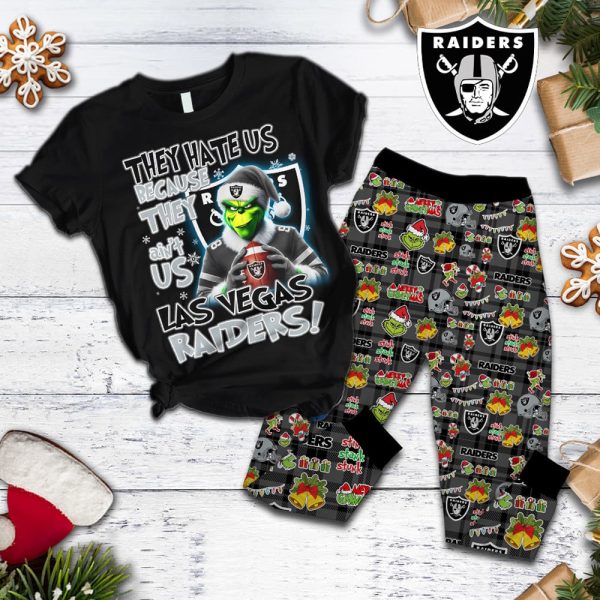 Las Vegas Raiders They Hate Us Because They Ain’t Us Grinch Pajamas Set
